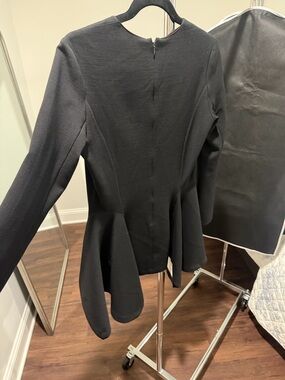 Black Peplum Women's Blouse - Elegant Tailored Look